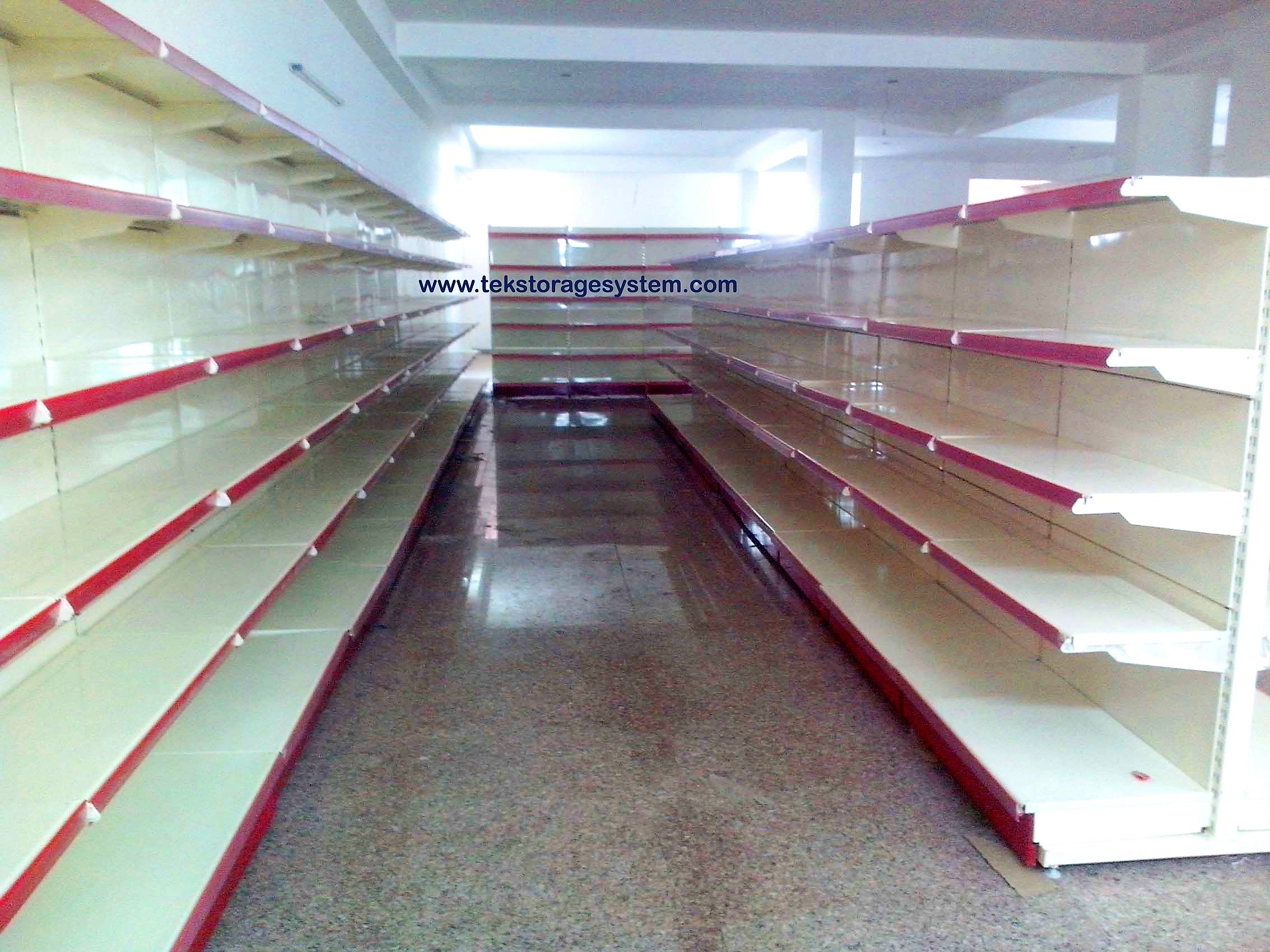 Retail Store Shelves - Heavy Duty Steel Gondola Shelving 6ft X 3ft & 5ft X 3ft, Off White, Double Sided, Powder Coated Finish, Ideal For Commercial Use