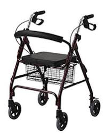 Imi-3032 Rollator - Aluminium Frame, 34cm Wide Padded Seat, 95cm Grip Height | Lightweight, Portable, 5" Wheels, Detachable Backrest, Loop Brakes