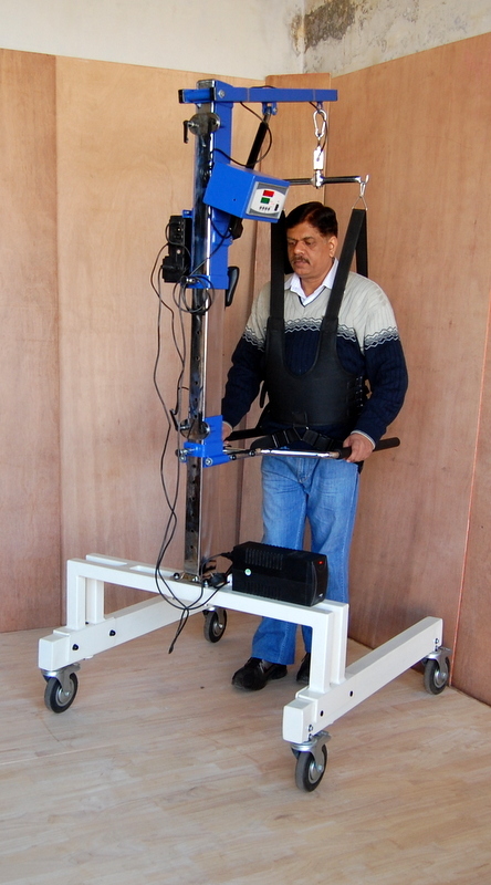 Un Weighing Mobility Trainer - Steel Frame, Height 92" X Width 39" X Length 43" , Electric Un-weighing System, Adjustable Harness & Rotational Bar