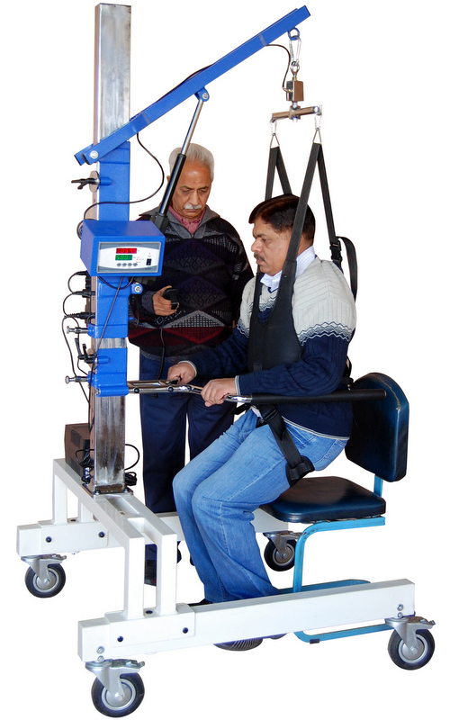 Un Weighing Mobility Trainer - Steel Frame, Height 92" X Width 39" X Length 43" , Electric Un-weighing System, Adjustable Harness & Rotational Bar