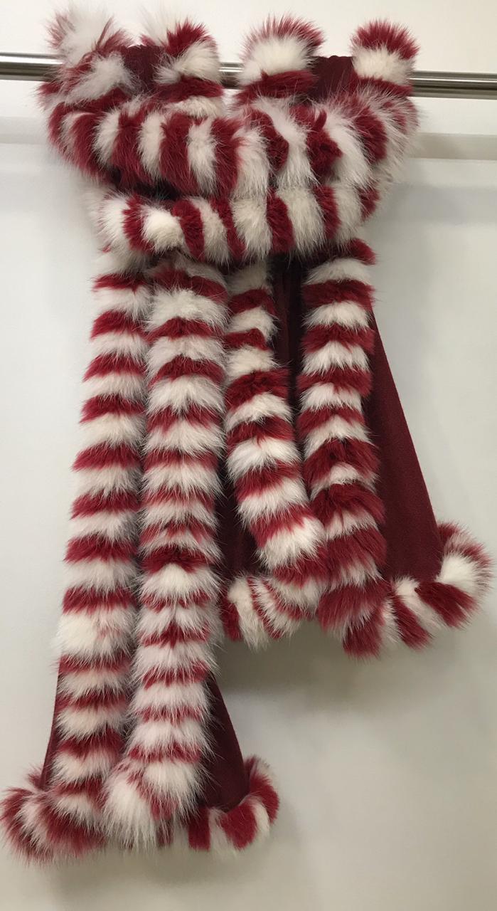 Machine Made Pashmina Multi Color Fur Stole