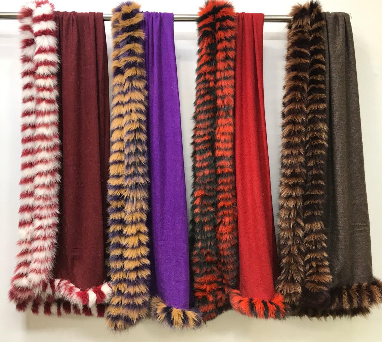 Machine Made Pashmina Multi Color Fur Stole