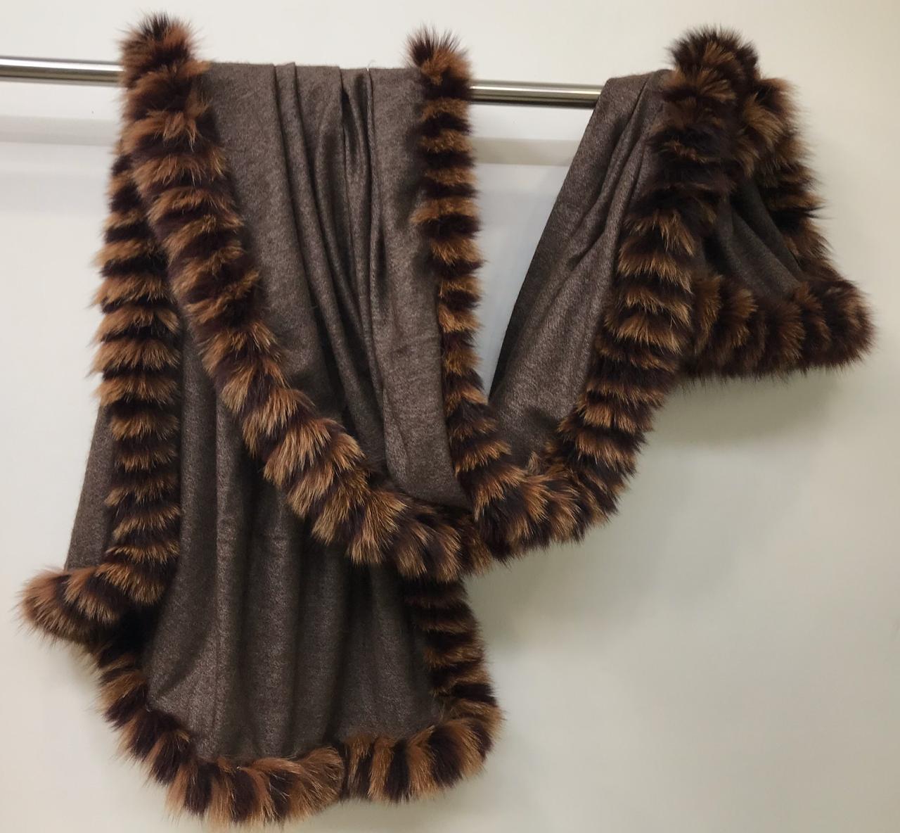 Machine Made Pashmina Multi Color Fur Stole