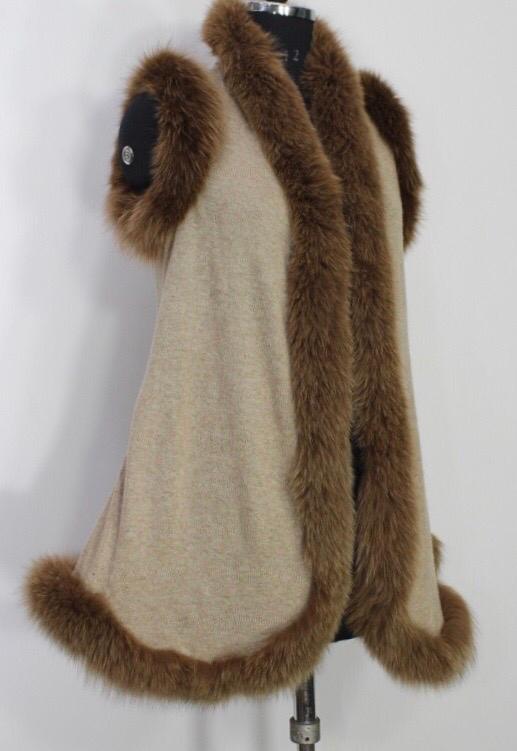 Cashmere Knitted Short Fur Shrug - Knitted Cashmere Wool, Size-free, Brown Color | Sleek Contemporary Design, Soft And Breathable Comfort, Ideal For Weddings And Formal Events