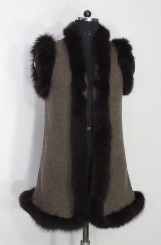 Cashmere Knitted Short Fur Shrug - Knitted Cashmere Wool, Size-free, Brown Color | Sleek Contemporary Design, Soft And Breathable Comfort, Ideal For Weddings And Formal Events