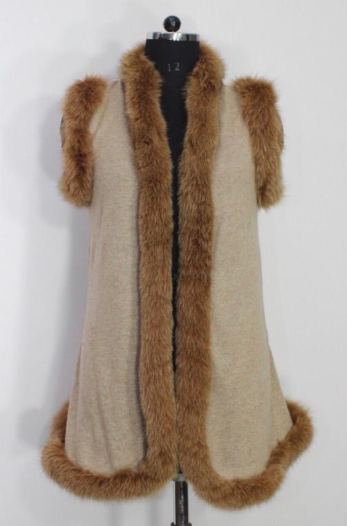 Cashmere Knitted Short Fur Shrug - Knitted Cashmere Wool, Size-free, Brown Color | Sleek Contemporary Design, Soft And Breathable Comfort, Ideal For Weddings And Formal Events
