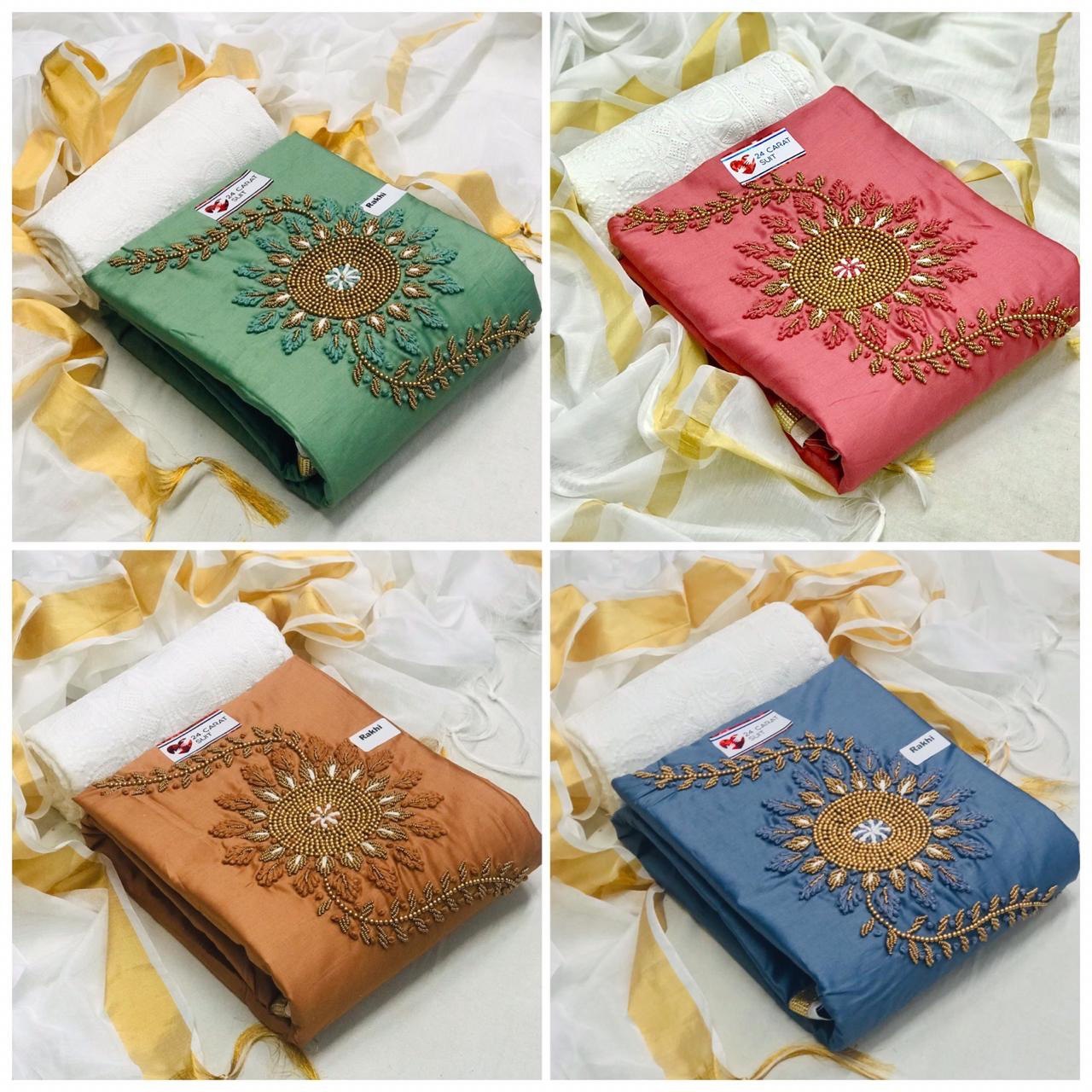 Multi Fancy Hand Work Dress Material