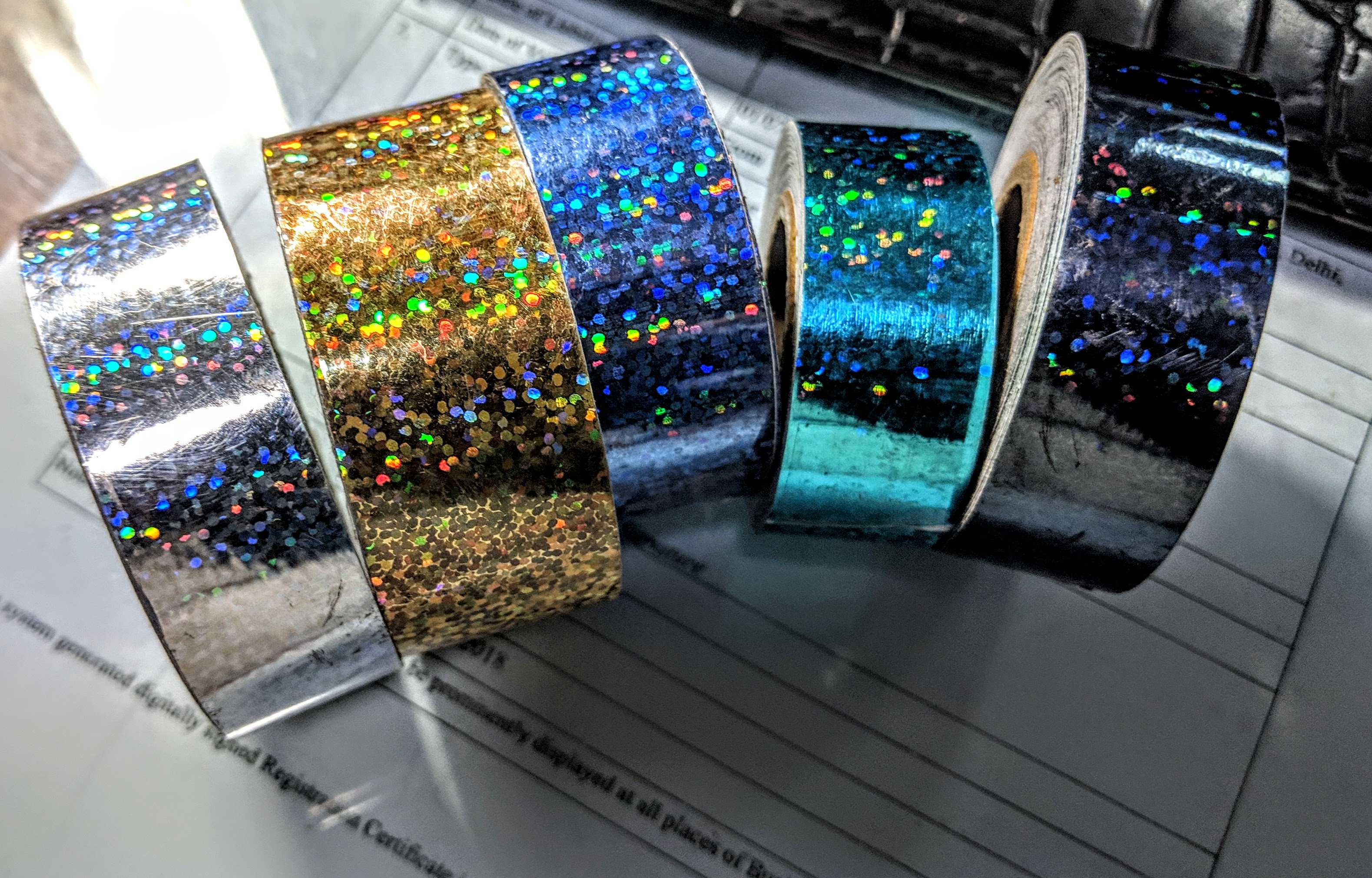 Holographic Self-adhesive Tape - 12 Patterns, 24 Colors | Non-toxic, Solvent-free, 3d Effect For Arts, Crafts, And Sports Equipment