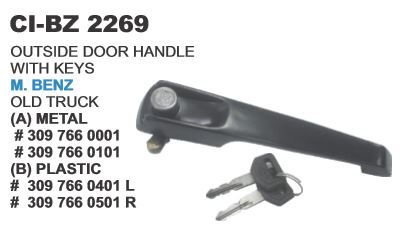 Outside Door Handle With Keys M Benz - Durable Metal Design | Universal Fit for 4 Wheeler Vehicles, Includes Keys, Warranty Included