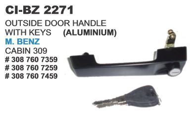 Outside Door Handle with Keys (Aluminium) M Benz - Aluminium, 4 Wheeler Compatibility | Warranty Included, Durable and Secure Design