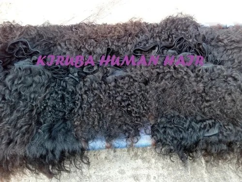 Deep Curly Weft Hairs - Color: Black