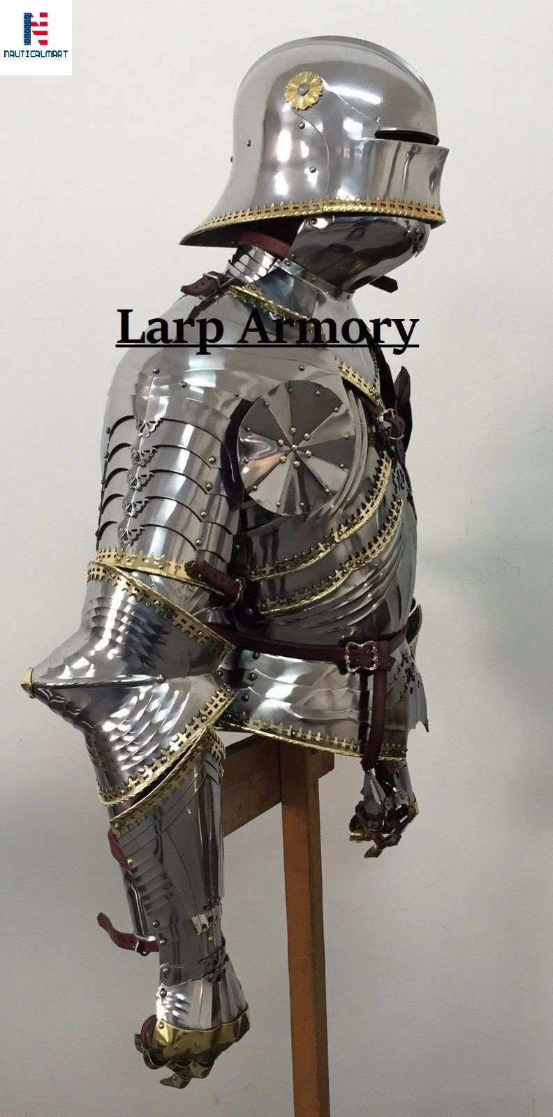 Steel Medieval Reenactment Wearable Breastplate With Helmet Suit Of Armour