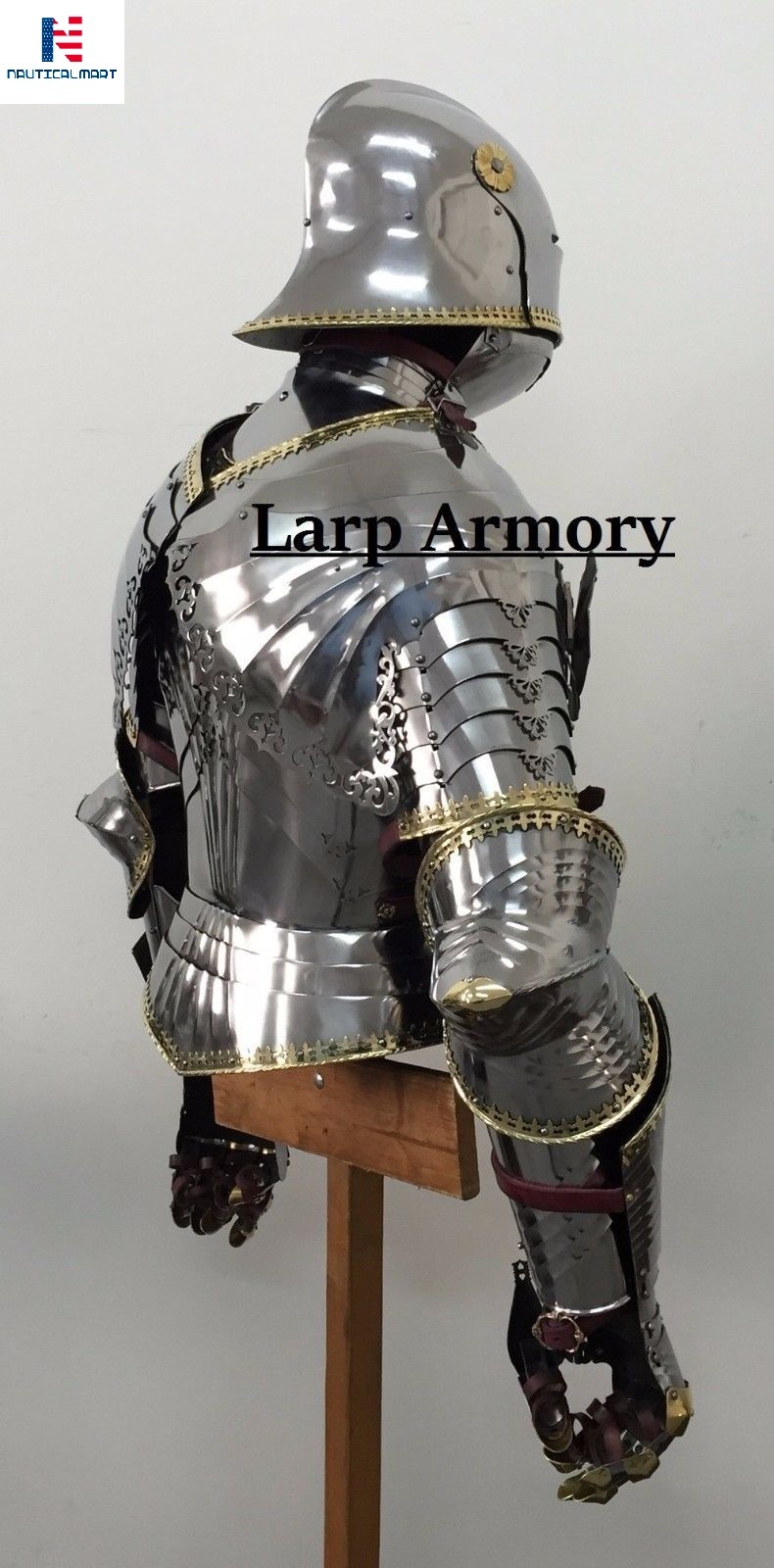 Steel Medieval Reenactment Wearable Breastplate With Helmet Suit Of Armour