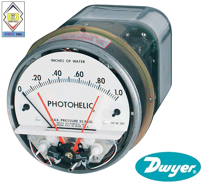 Surface Dwyer A3004 Photohelic Pressure Switch Gauge Range 0-4.0 Inch W.c.