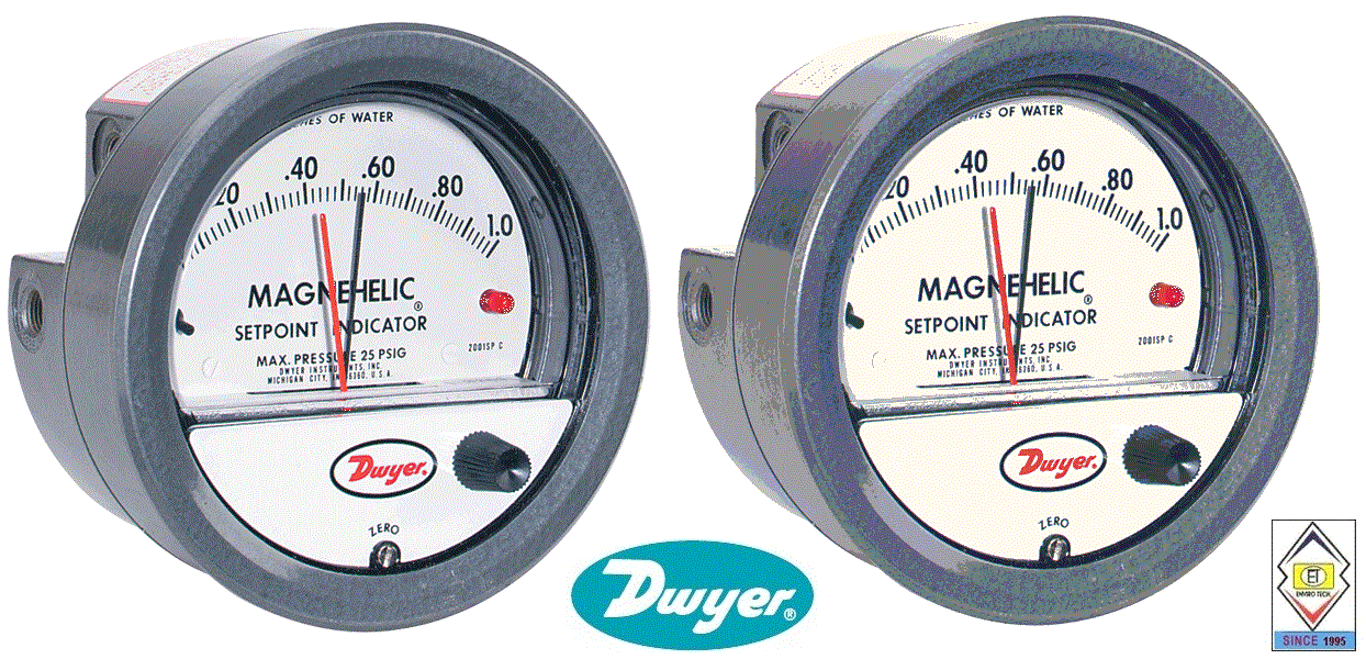 Dwyer A3006 Photohelic Pressure Switch Gauge Range 0-6.0 Inch W.c. Diameter: 4" (101.6 Mm) Dial Face