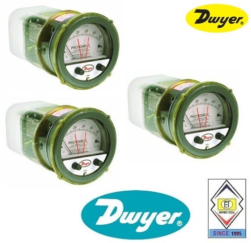 Dwyer A3008 Photohelic Pressure Switch Gauge Range 0-8.0 Inch W.c. Diameter: 4" (101.6 Mm) Dial Face