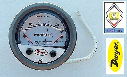 Dwyer A3008 Photohelic Pressure Switch Gauge Range 0-8.0 Inch W.c. Diameter: 4" (101.6 Mm) Dial Face