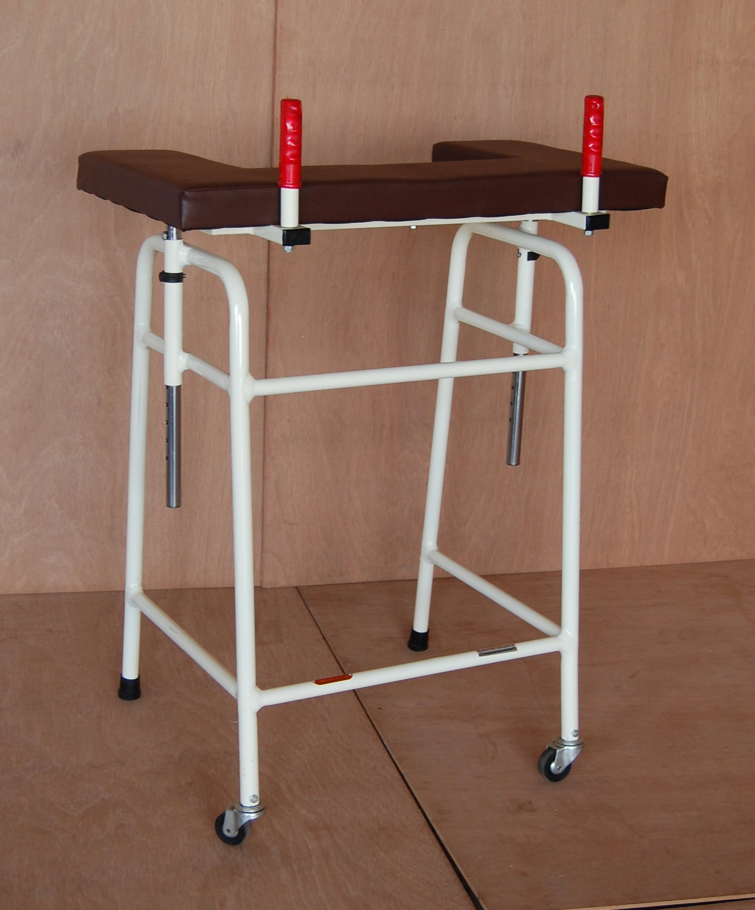 Support Walker With Elbow Support - Iron Frame, 20x22x48 Inches, Off White | Height Adjustable, Foam-padded Arm Supports, Suitable For Gait Training