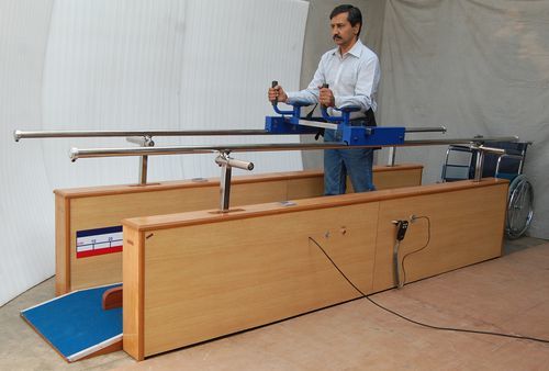 Parallel Walking Bar Deluxe Electrical - Stainless Steel, 3.60 Meter Long, Height Adjustable 75cm-100cm, Electric Powered | Features Glider, Padded Forearm Support, Manual Width Adjustment 40cm-60cm