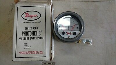 Dwyer A3080 Photohelic Pressure Switch Gauge Range 0-80 Inch W.c. Diameter: 4" (101.6 Mm) Dial Face
