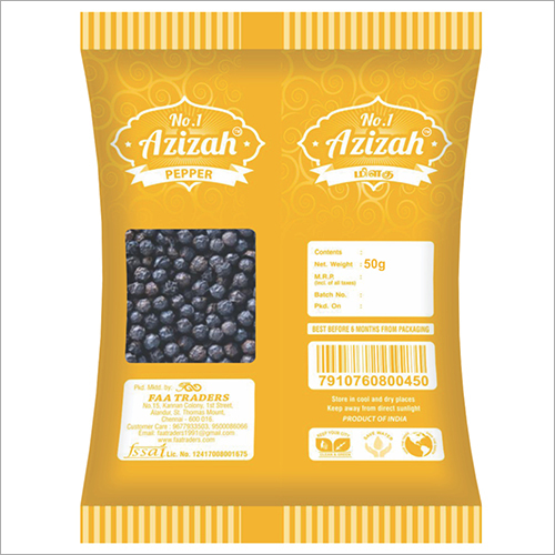 50gm Pepper - Raw Black Pepper 50 Grams Food Grade | Strong Pungent Flavor Antimicrobial Properties 12 Months Shelf Life