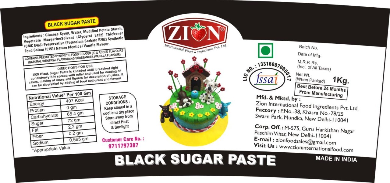 Black Sugar Paste (Fondant) - 1 Kg Bucket, Eggless Vanilla Flavor | Pliable, Elastic For 3-d Decorations, 2-year Shelf Life, Easy To Color