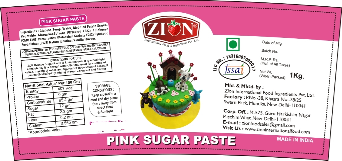 Pink Sugar Paste (Fondant) - 1 Kg Bucket, Vanilla & Strawberry Flavor | Eggless, Pliable For Smooth Coating & 3-d Decorating, 2 Years Shelf Life