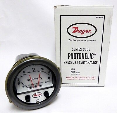 Dwyer A3150 Photohelic Pressure Switch Gauge Range 0-150 Inch W.c. Diameter: 4" (101.6 Mm) Dial Face