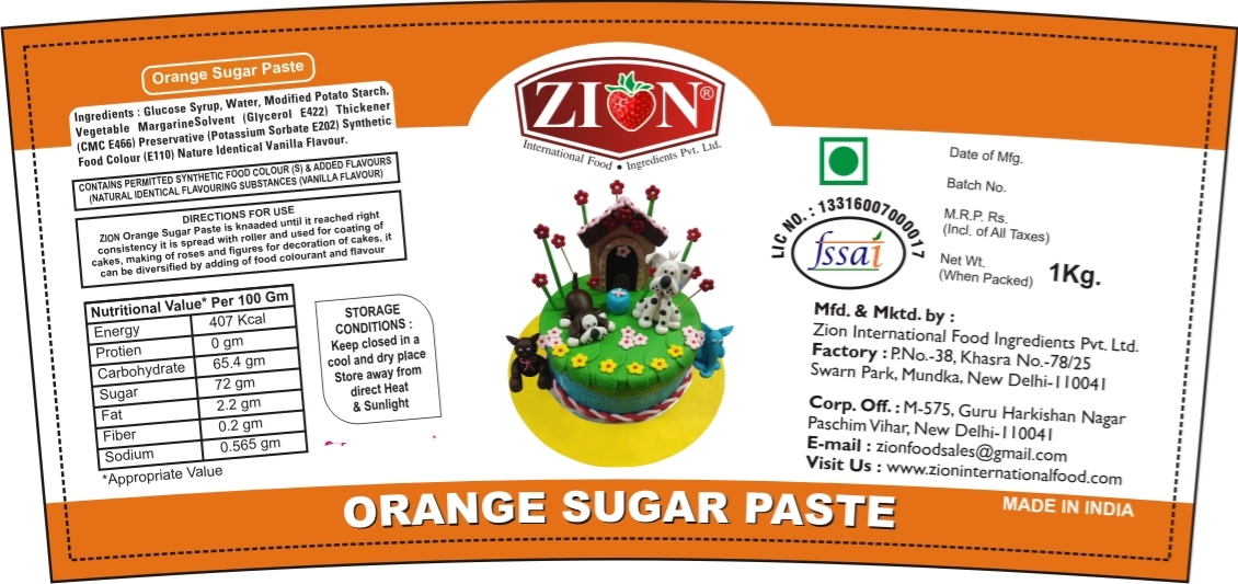 Orange Sugar Paste (Fondant) - 1 Kg Bucket | Sweet Orange Flavor, Pliable Texture For Coating & 3-d Cake Decorations, Vanilla Infused