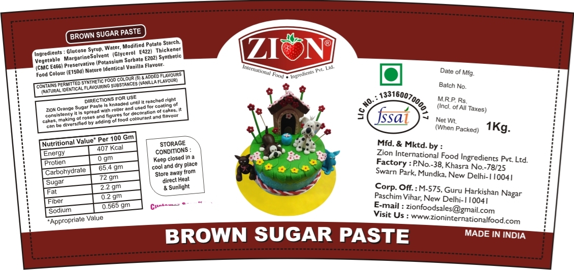 Brown Sugar Paste (Fondant) Additional Ingredient: Specified