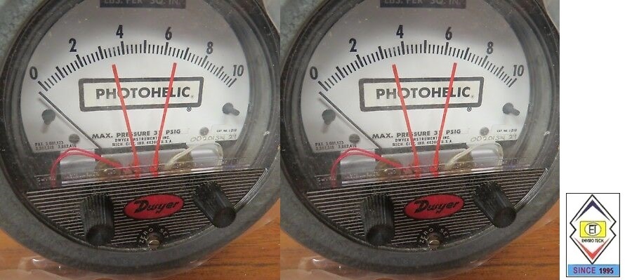 Dwyer A3202 Photohelic Pressure Switch Gauge - 4" Dial Face, 5 X 8" Dimension, 0-2 Psi Range | Dual Backlit Display, 4-20 Ma Measurement