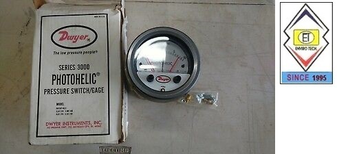 Dwyer A3202 Photohelic Pressure Switch Gauge - 4" Dial Face, 5 X 8" Dimension, 0-2 Psi Range | Dual Backlit Display, 4-20 Ma Measurement
