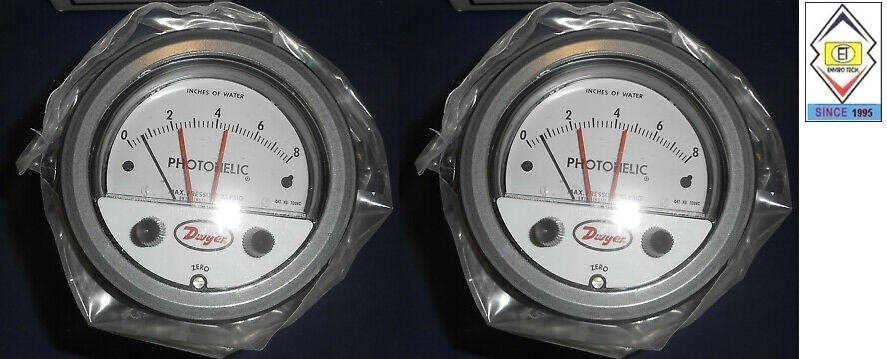 Dwyer A3202 Photohelic Pressure Switch Gauge - 4" Dial Face, 5 X 8" Dimension, 0-2 Psi Range | Dual Backlit Display, 4-20 Ma Measurement