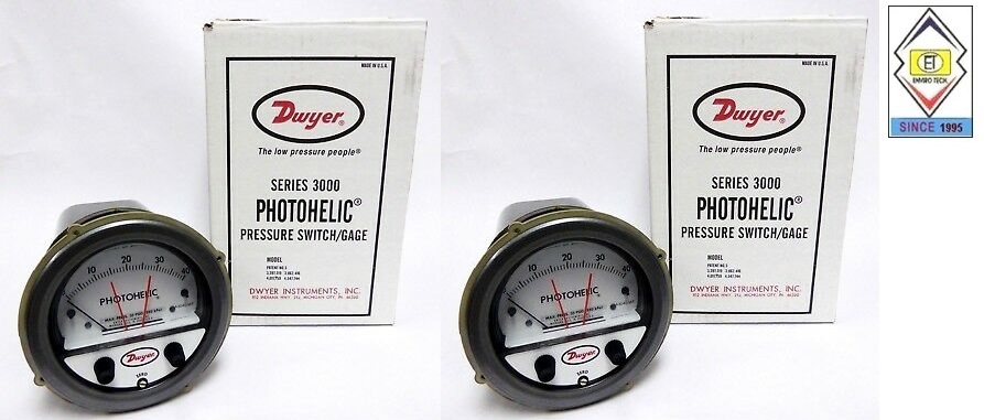 Dwyer A3203 Photohelic Pressure Switch Gauge - 4" Dial Face, 5 X 8" Dimensions | Dual Backlit Display, Auto-change Ma Output, Measuring Range 0-3 Psi
