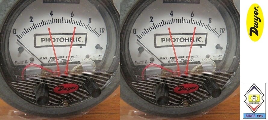 Dwyer A3205 Photohelic Pressure Switch Gauge Range 0-5 Psi. Diameter: 4" (101.6 Mm) Dial Face