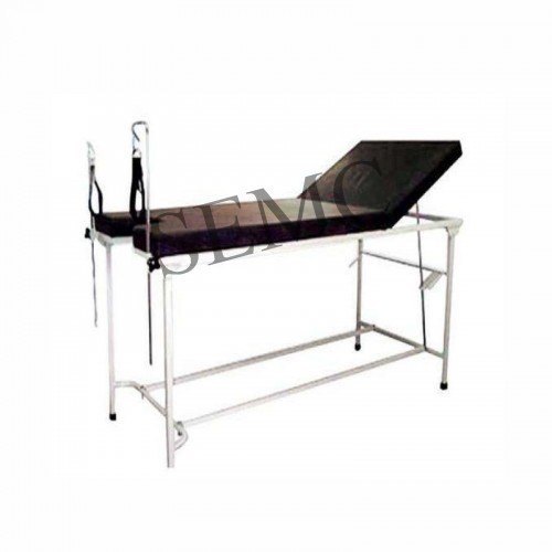 Gynae Examination Table - Metal Framework, 180x60x46 cms | Adjustable Back Rest, PVC Stumps, 5cm Foam Cushioned Top, Epoxy Powder Coated