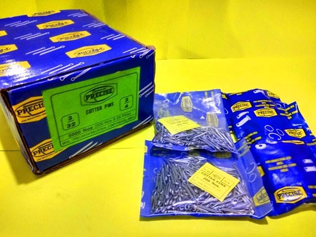 Spray Machine Cotter Pins - Stainless Steel 202 & 304, Size 3/32 X 3/4 Inch, White & Yellow Color | Camshaft Application, Corrosion Resistant, Plastic Packet Packing