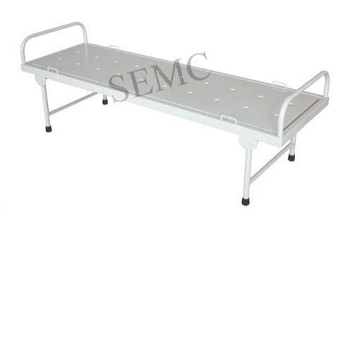Attendant Bed - Mild Steel Crc, 187l X 60w X 46h Cms, White Finish | Ideal For Hospital Patients, Lightweight With Pvc Stumps