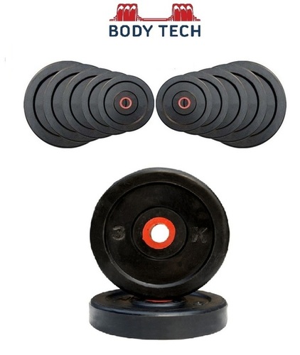 Rubber Weight Plates - Durable Rubber Material, 1 kg to 20 kg Sizes | Non-Adjustable Weight Plates for Strength Training and Muscle Toning