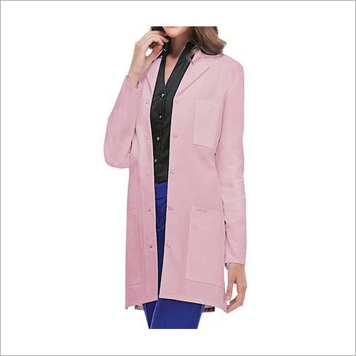 पिंक फुल स्लीव्स डॉक्टर कॉटन एप्रन