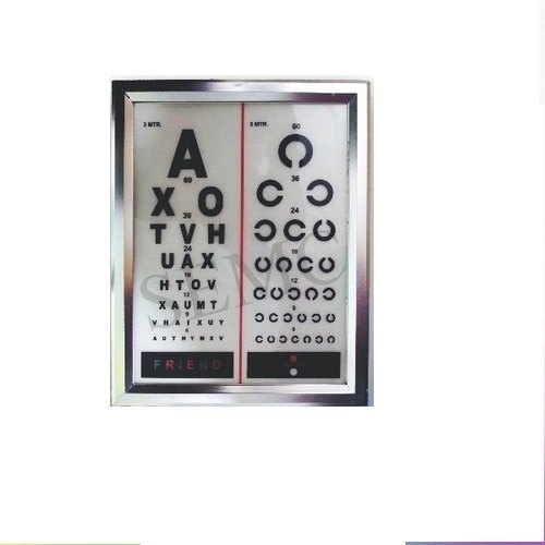 LED Vision Chart - Acrylic, 406.4x203.2x25.4 mm, White | Suitable for Ophthalmic Use, Multiple Chart Options Available