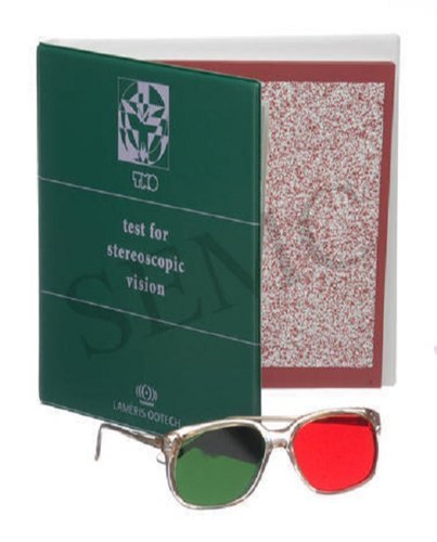 TNO Stereo Test Equipment - Plastic, 304.8 x 254 x 127 mm, Colorful | Portable Testing Kit for Glaucoma, Eye Muscle Weakness and Vision Assessment for Children and Adults, Includes Red/Green Glasses and Seven Test Plates