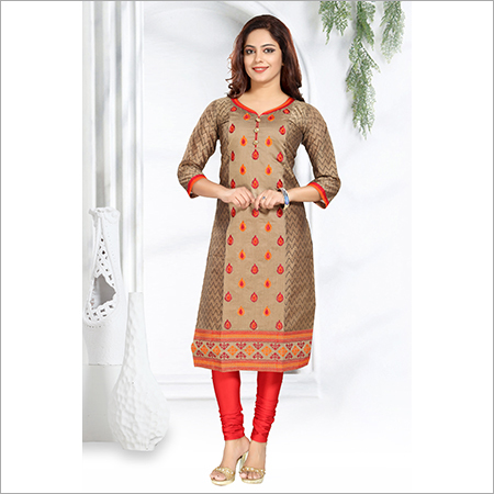 Ladies Kurti - Cotton Blend, 44 Inch Length | Size Label for Enhanced Fit and Comfort