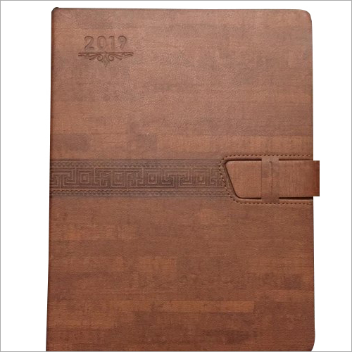 Leather Hardcover Diary Printing Service - A5 Size, Brown Color, 200 Glossy Offset Printed Pages