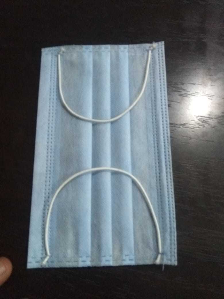 Face Mask - Non Woven Fabric 21 Gsm, Blue Color, Sterilized, Disposable, Waterproof, Recyclable, Cuffed, 6.69x3.74 Inch Dimensions