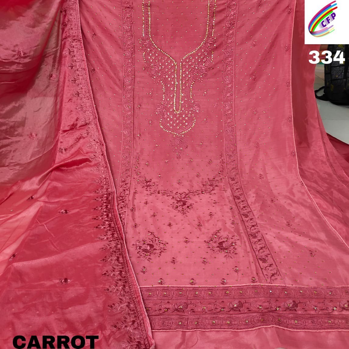 Salwar Suits - Cinnon Fabric Dress Material, Heavy Stitch Embroidery & Diamond Work, Multi-color, Customized Size, Anti-wrinkle & Breathable Attributes