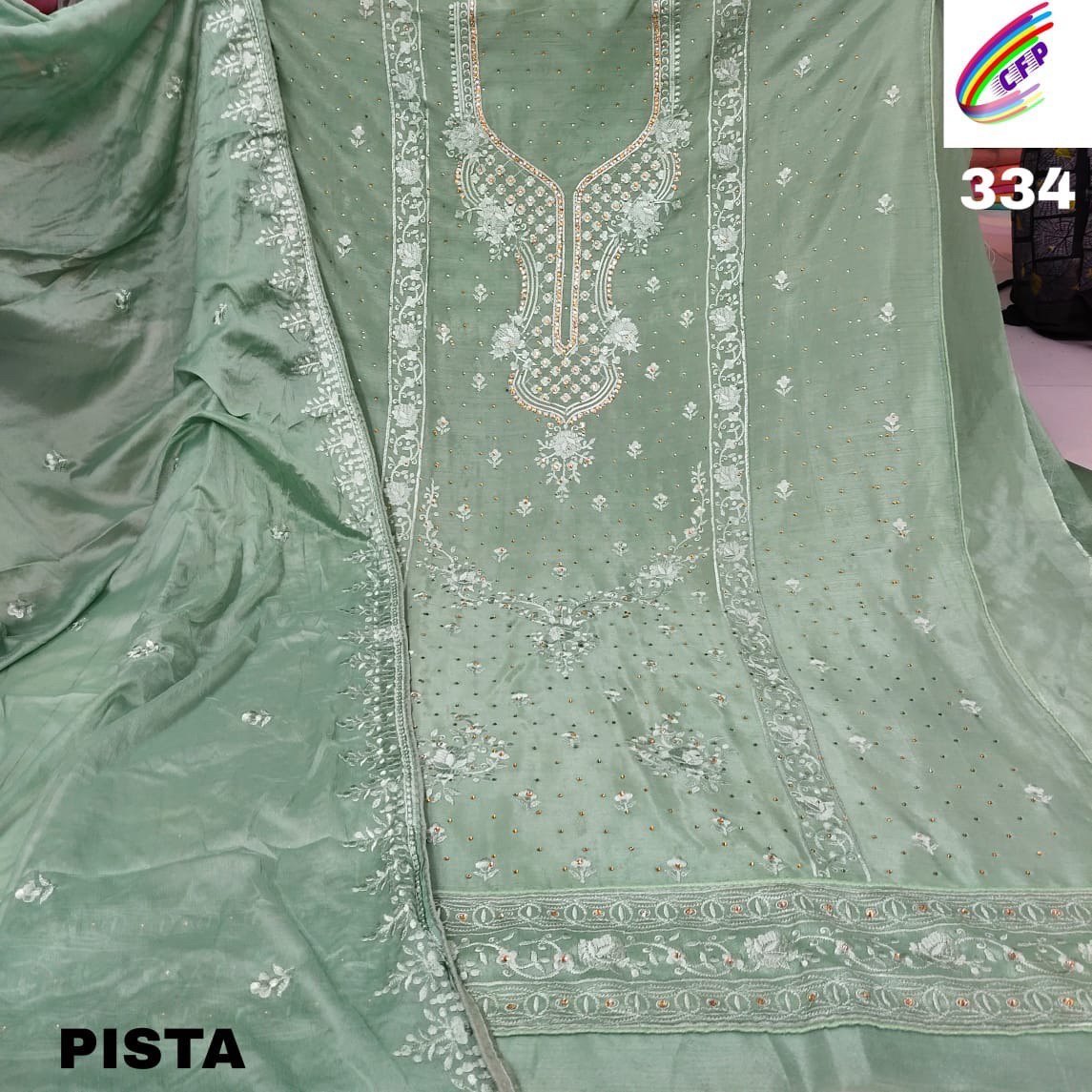 Salwar Suits - Cinnon Fabric Dress Material, Heavy Stitch Embroidery & Diamond Work, Multi-color, Customized Size, Anti-wrinkle & Breathable Attributes