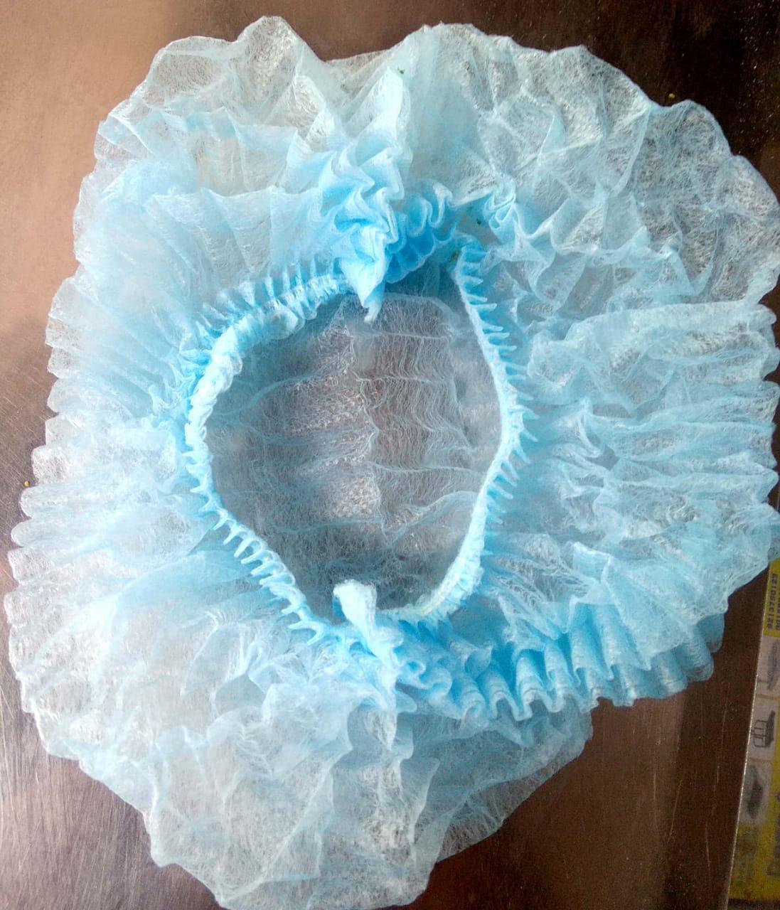 Non Woven Cap - Non Woven Disposable, Circular Shape, White/sky/blue/green, Sterilized, Recyclable, Cuffed Design