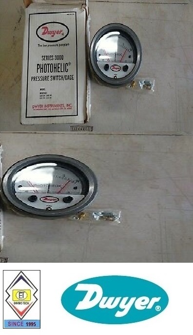 Dwyer A3300-1kpa Photohelic Pressure Switch Gauge Range .5-0-.5 Kpa. Diameter: 4" (101.6 Mm) Dial Face