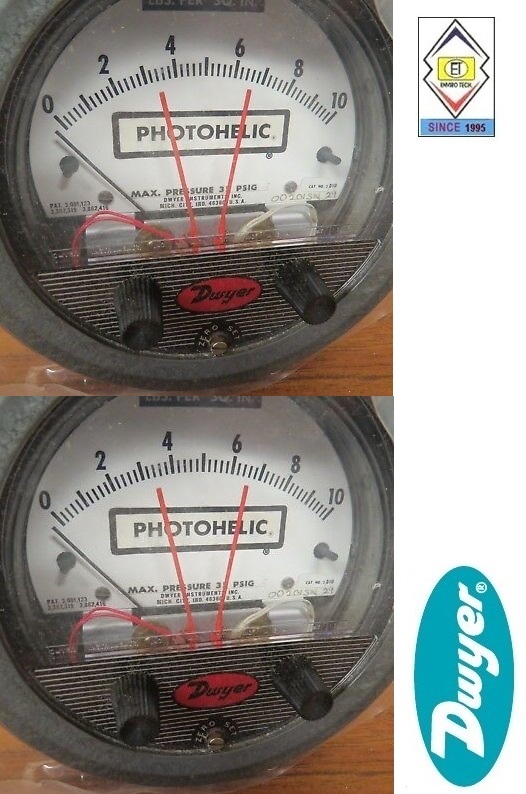 Dwyer A3300-1kpa Photohelic Pressure Switch Gauge Range .5-0-.5 Kpa. Diameter: 4" (101.6 Mm) Dial Face